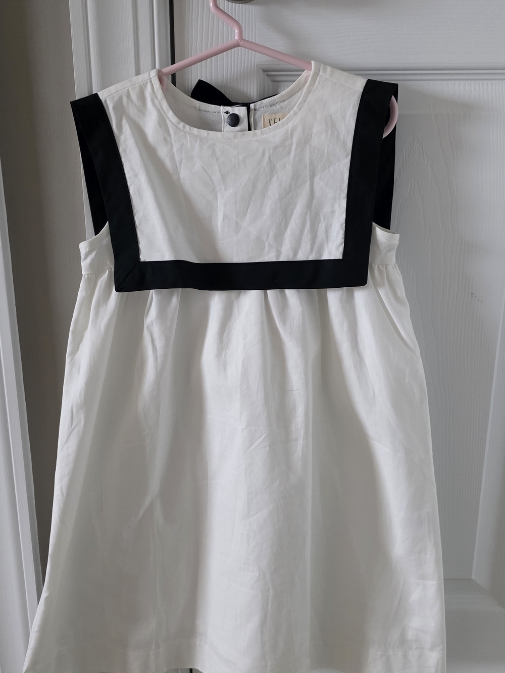 White Dress with Black Sailor Trim - Girls